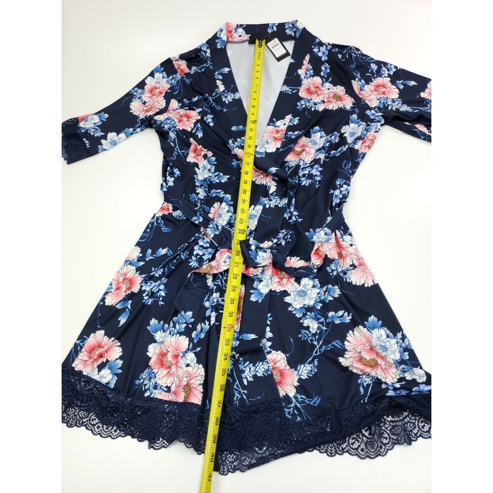 City Chic Womens Blue Floral Print Leah Wrap Robe Size M 18 - Picture 4 of 4